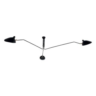 Mid-Century Modern Black Three Rotating Arms Ceiling Lamp by Serge Mouille For Sale