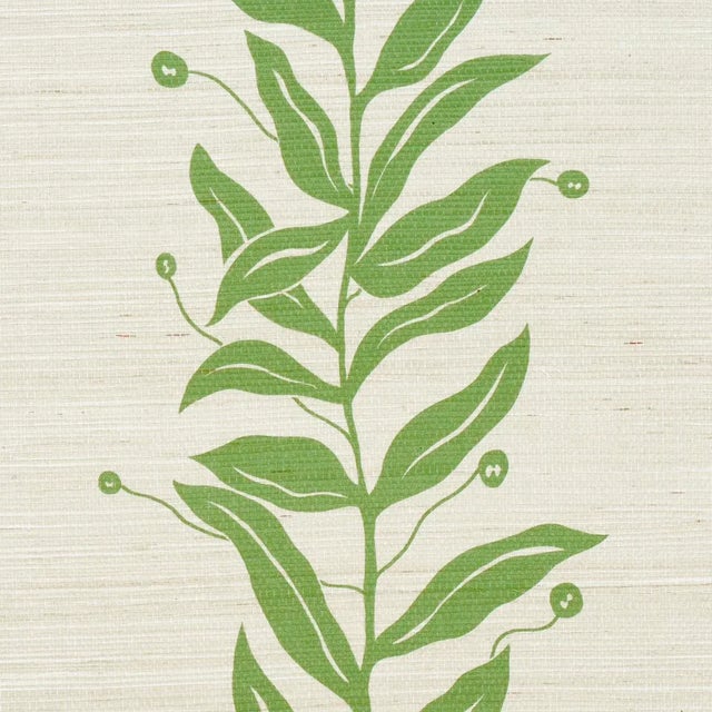 Contemporary SAMPLE - Schumacher x Marian Mcevoy Tendril Stripe Sisal Wallpaper In Olive For Sale - Image 3 of 4
