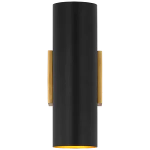 AERIN for Visual Comfort Signature Nella Small Cylinder Sconce in Hand-Rubbed Antique Brass & Matte Black
