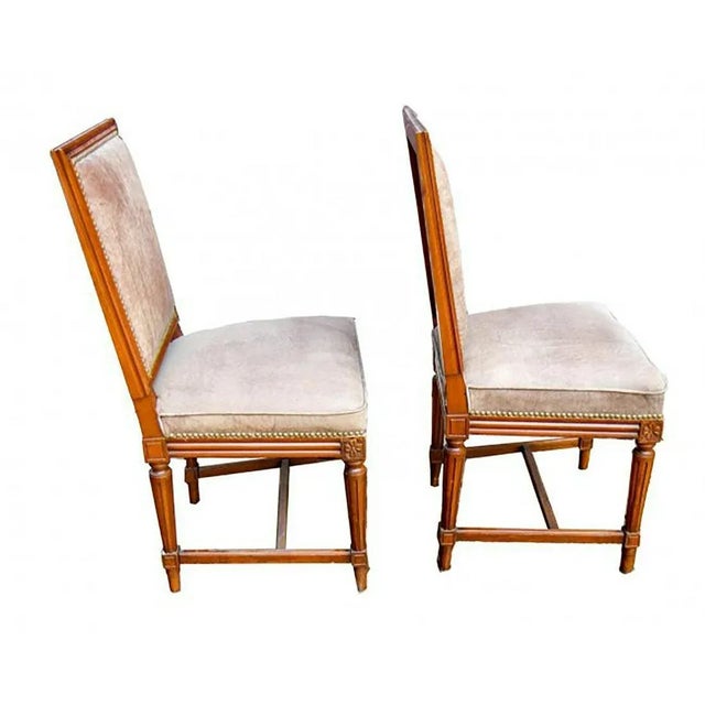 French Jansen Louis XVI Style Wood Side Dining Chairs - Set of 10 For Sale - Image 3 of 7