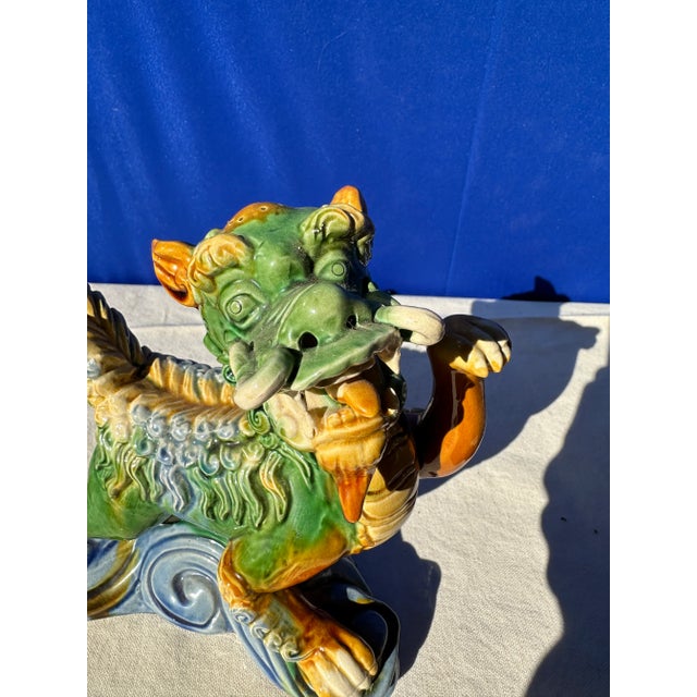 Up for consideration is a beautiful ceramic Asian style dragon sculpture. This would look lovely in your home and it is a...