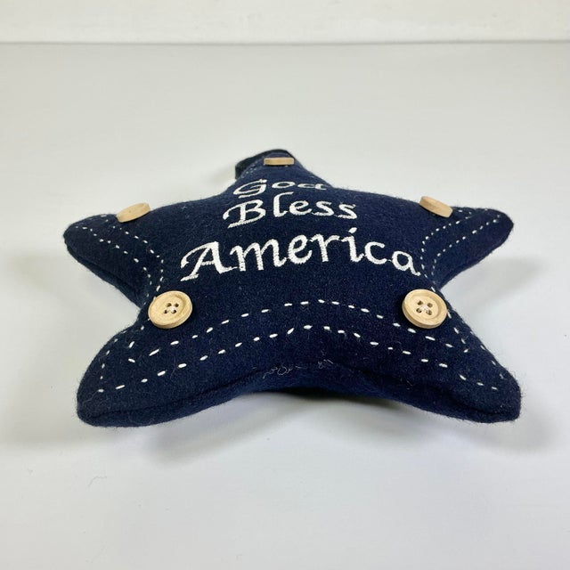 Navy Blue 1990s Vintage Americana Arts & Crafts Patriotic Star Door Knob Hanger Holiday Accent - 4th of July For Sale - Image 8 of 8