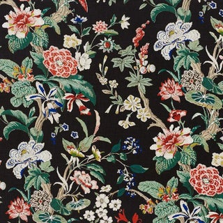 Schumacher Nymphaea Fabric in Night For Sale