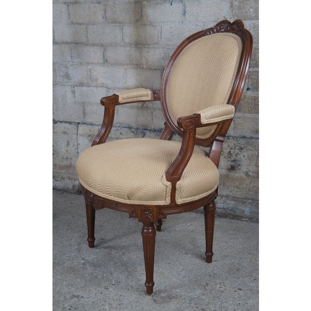 Baker Furniture Company Late 20th Century Baker McMillen French Louis XVI Neoclassical Ribbon Fauteuil Balloon Back Chair For Sale - Image 4 of 15