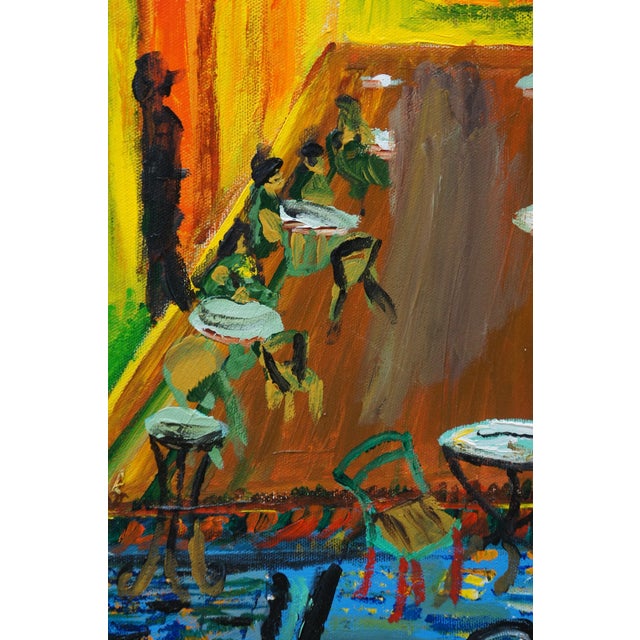 Mid 20th Century Cafe Terrace at Night Impressionist Oil Painting After Vincent Van Gogh 40", Framed For Sale - Image 4 of 10