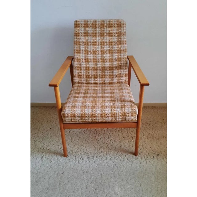 Beige Light Wood Armchair, 1970s For Sale - Image 8 of 8