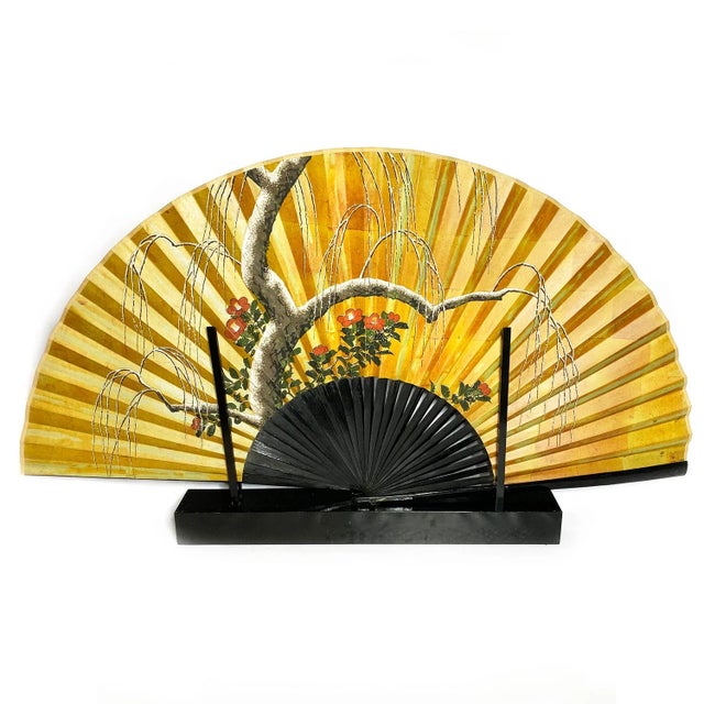 Japanese Lacquer Fan With Display Stand Chairish