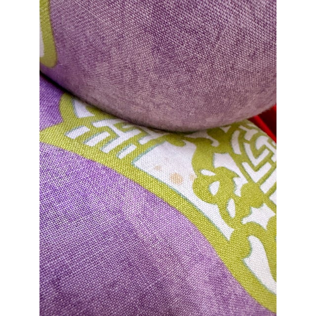 Lavender Chinoiserie / Hollywood Regency Fully Upholstered Lounge Chair by Laura Richard. Circa 1990s For Sale - Image 8 of 15
