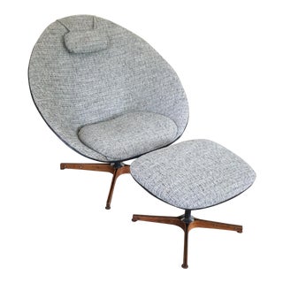 1950s George Mulhauser for Plycraft Egg Chair and Ottoman Signed For Sale