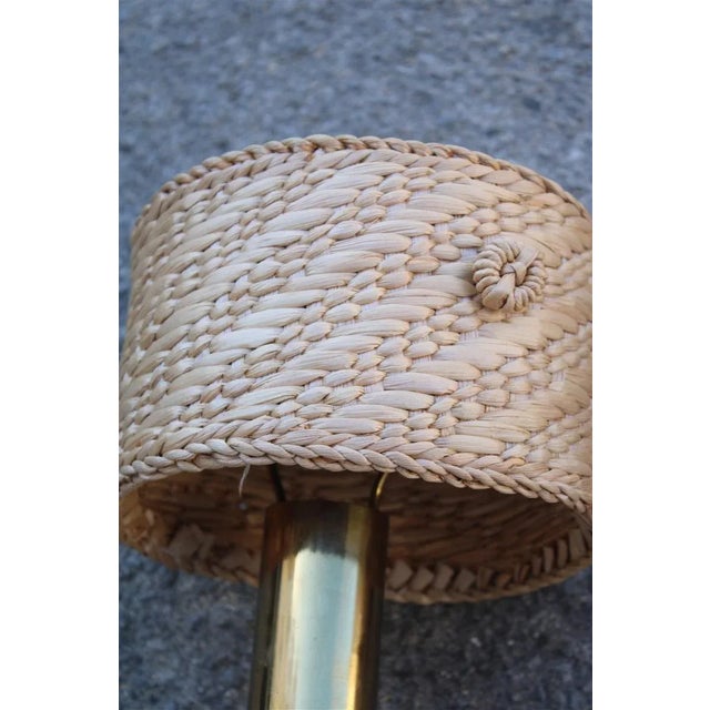 Beige Brass and Straw Bedside Lamps, Italy, 1970s, Set of 2 For Sale - Image 8 of 16