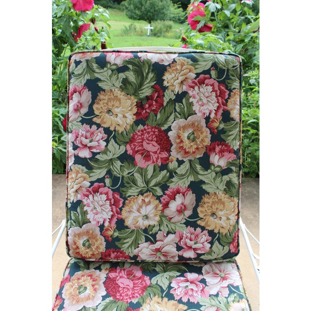 Wrought Iron Chaise Lounge With Floral Cushions For Sale - Image 13 of 15
