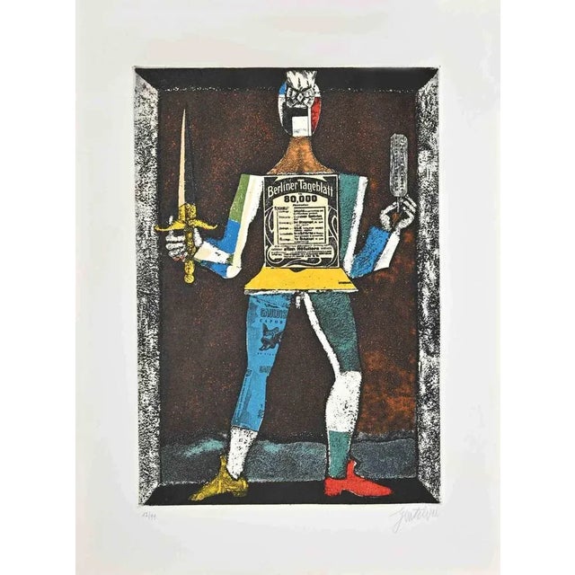 Modern Franco Gentilini, Page of Swords, Etching, 1970s For Sale - Image 3 of 3