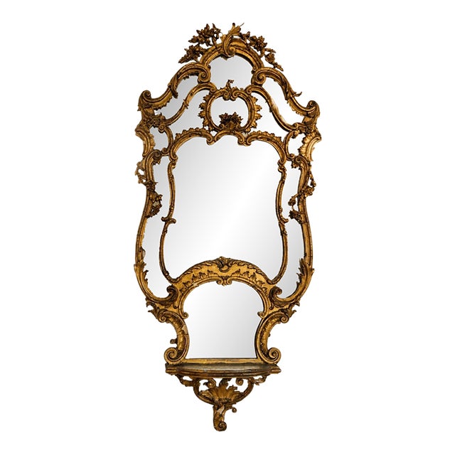 19th Century Rocco Revival Mirror Gold Ornate Original For Sale