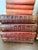 Charming collection of vintage hardcover books in warm shades of rust, burgundy and green with decorative gilt detailing....