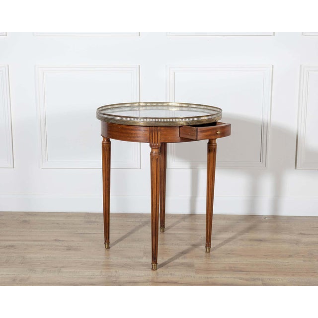 Mid 20th Century Mid 20th Century Louis XVI–Style Bouillotte Table with Marble Top and Brass Gallery For Sale - Image 5 of 11