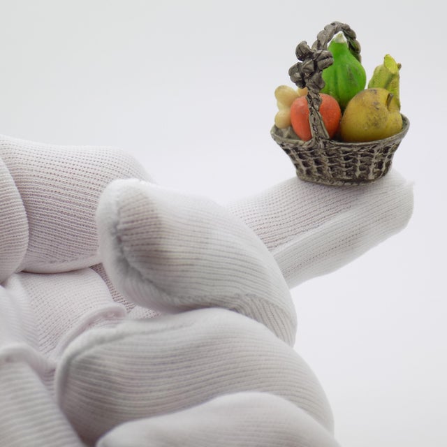 A lovely vintage miniature depicting a fruit basket, handmade in Arezzo, Tuscany, Italy between the 1970s and 1980s in...