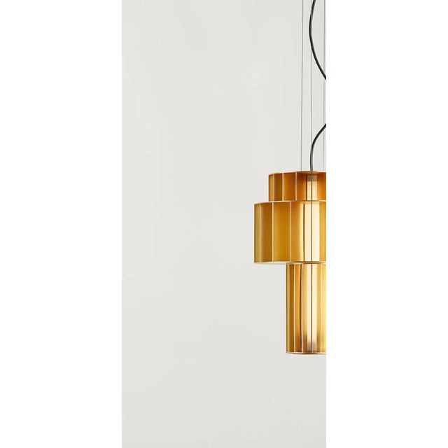 T Pe Golden Suspended Lamp by Stephen Burks Babel for Parachilna For Sale - Image 3 of 14