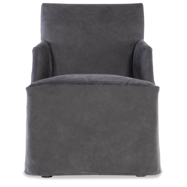 Century Furniture Tara Shaw for Century Furniture Stefano Skirted Chair - Charcoal Suede For Sale - Image 4 of 6