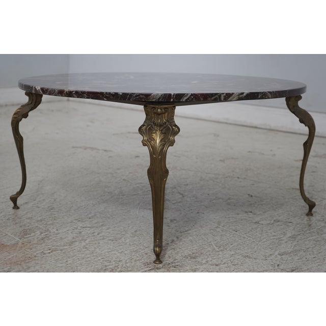 Age: Approx: 60 Years Old Details: High Quality Construction Gorgeous Marble Top Queen Anne Legs & Pad Feet Solid Brass...