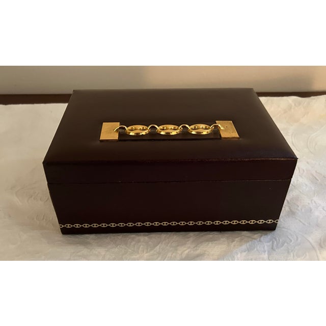 Nautical 1970's Swank Leather Jewelry Box For Sale - Image 3 of 6