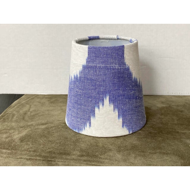 Not Yet Made - Made To Order Blue & White Ikat Chandelier Shade For Sale - Image 5 of 5
