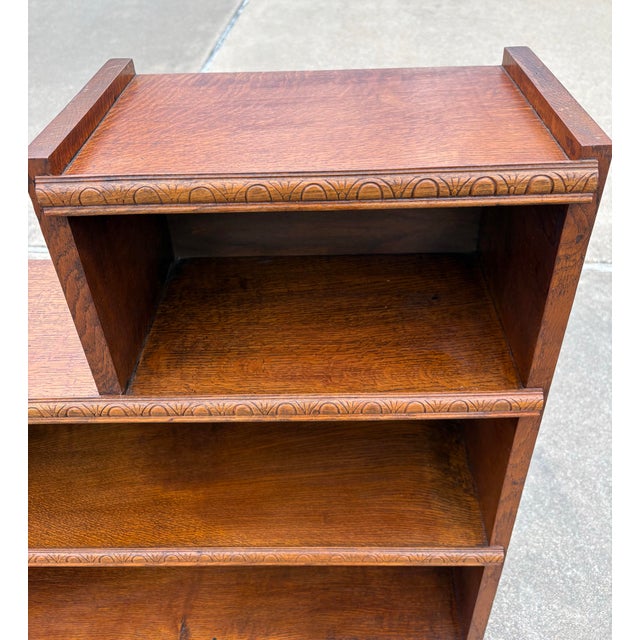 Brown Antique English Art Deco Open Step Bookcase For Sale - Image 8 of 9