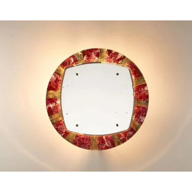 Mirror Backlit 50s Design in Curved Glass Painted Santambrogio De Berti, in Very Good conditions. Designed 1950 to 1959 I...