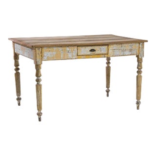 Antique Country French Wood Patinated Table For Sale