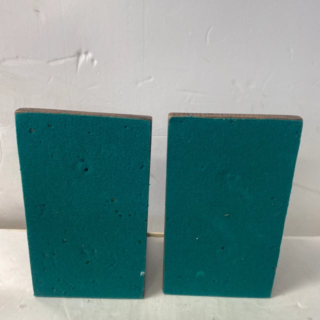 1940s Art Deco Style Bookends With Brass Metal Scroll Motif - a Pair For Sale - Image 4 of 9