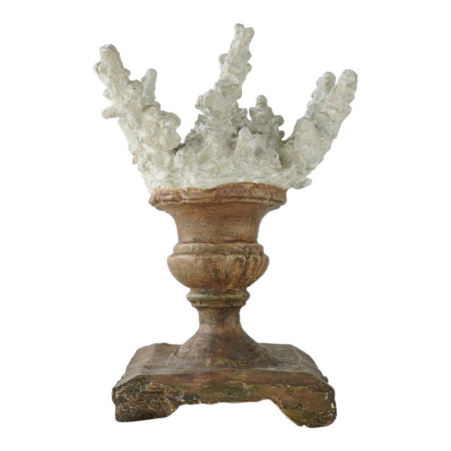 Faux Coral Assemblage on an Antique Italian Urn Decorative Sculpture For Sale