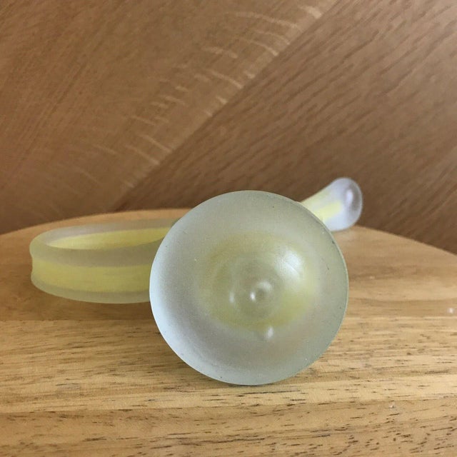 Diamex Yellow Stretched Satin Frosted Czech Art Glass Candlestick With Handle For Sale In San Francisco - Image 6 of 9