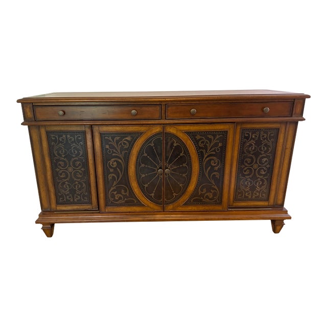 Artistica Solid Wood Sideboard Credenza With Sliding Doors & Hidden Drawers – Designer Piece For Sale