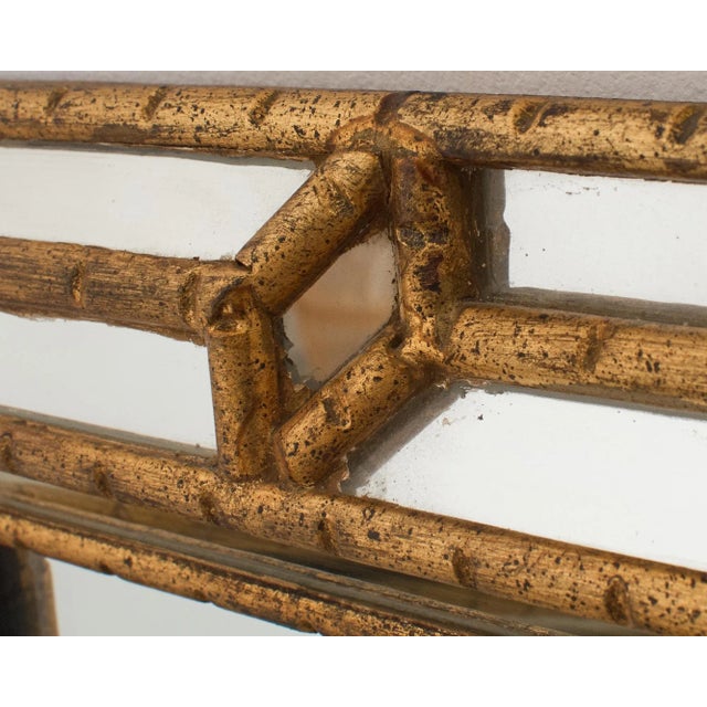 Silver Labarge Hollywood Regency Giltwood Faux Bamboo Cushion Mirror For Sale - Image 8 of 12