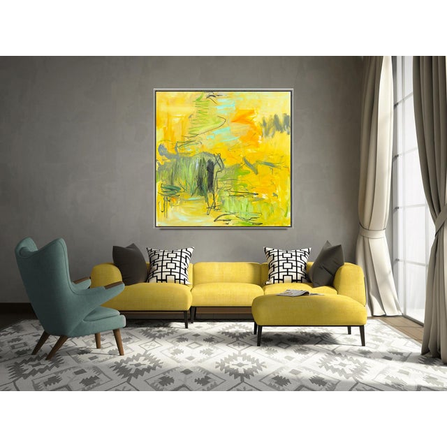 "Golden Grass" Bt Trixie Pitts Large Abstract Expressionist Oil Painting For Sale - Image 10 of 11