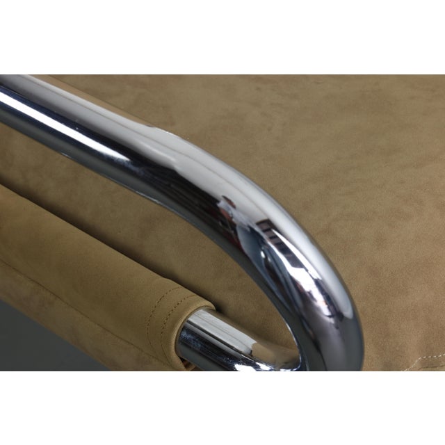Chrome Craft Mid Century Modern Lounge Chairs in Tubular Chrome and Newer Tan Upholstery - a Pair For Sale - Image 4 of 10