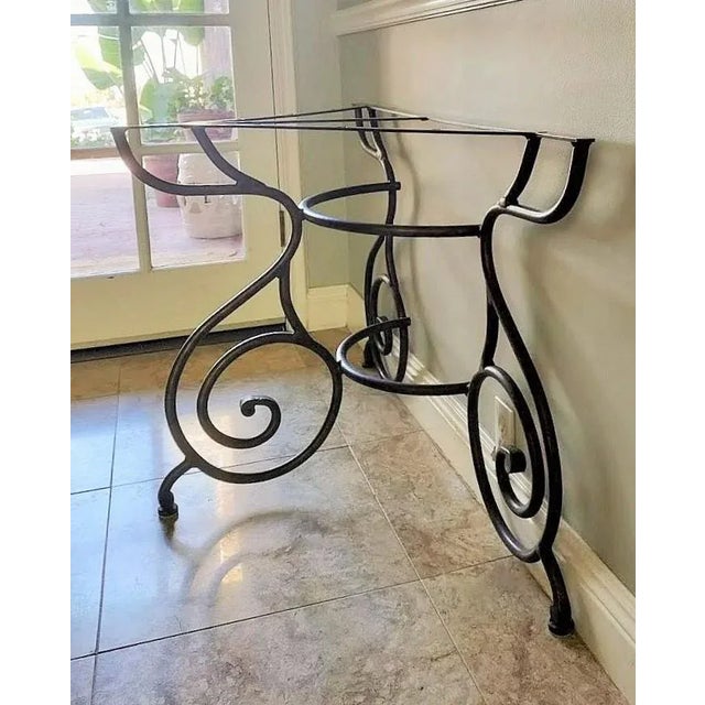 Custom Solid Wrought Iron Demilune / Half Moon Table Base in Hammered