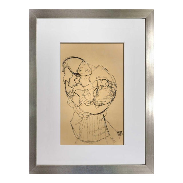 Egon Schiele Lithograph Signed #‘Ed Limited Ed.100 “The Embrace” +Custom Framing For Sale