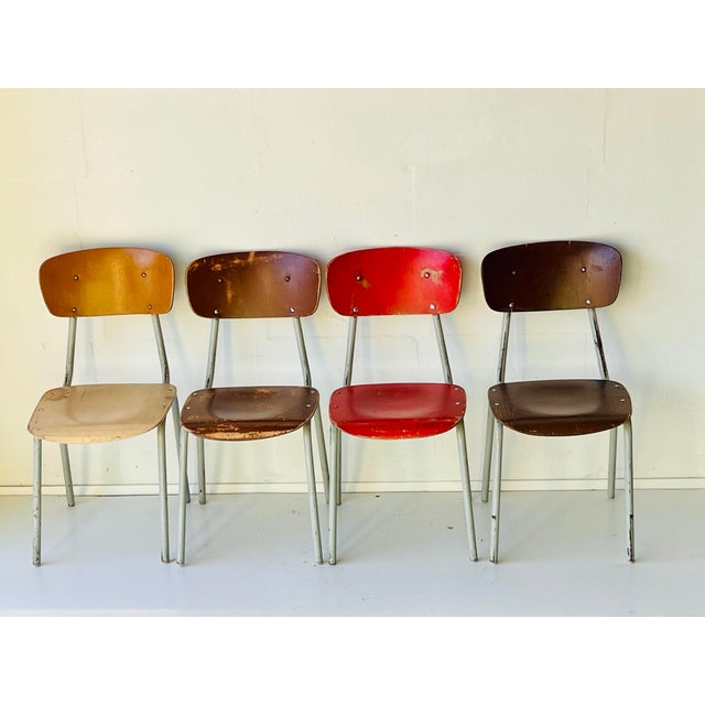 Vintage School Chairs, Set of 4 For Sale - Image 18 of 18