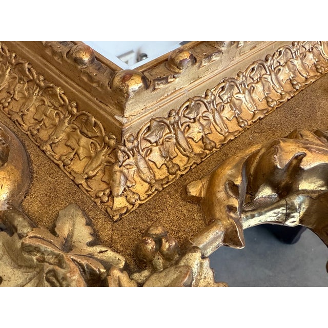Late 19th Century Spanish Baroque Style Carved Gilded Walnut Ormolu Mirror, 1890s For Sale - Image 5 of 10
