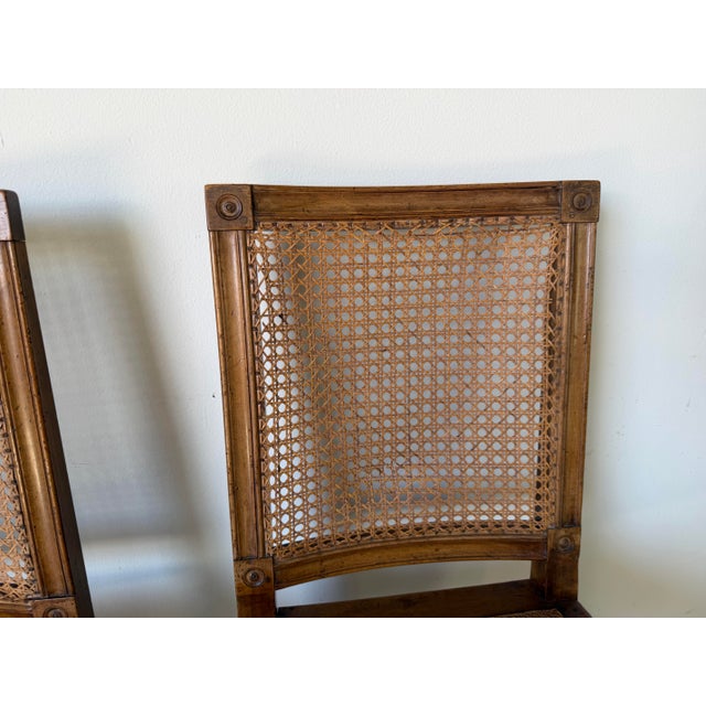 Antique Italian Louis XVI–Style Wood & Cane Accent Chairs – A Pair For Sale - Image 11 of 12
