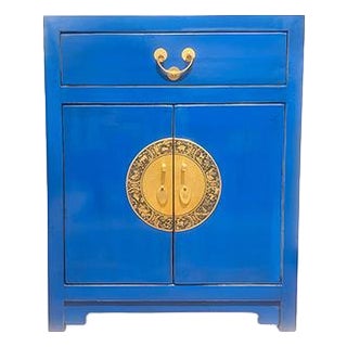 Zodiac Hardware Lacquer Side Table-Blue For Sale