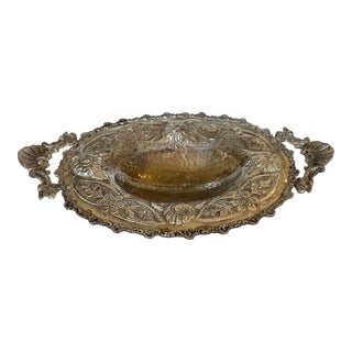 Antique Spanish Repousse Silverplate Compote Dish For Sale