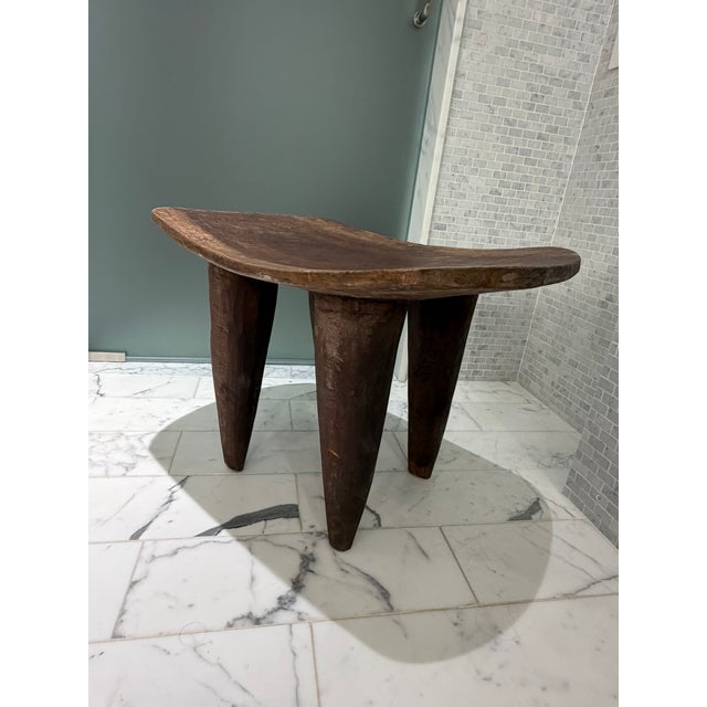 Rustic Hand‑Carved Wooden Stool – Organic Primitive Accent From Material Possessions Chicago For Sale In Chicago - Image 6 of 9