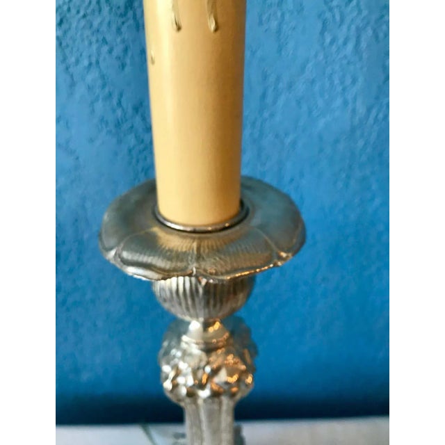 Pair of Continental Silvered Lamps For Sale - Image 9 of 13