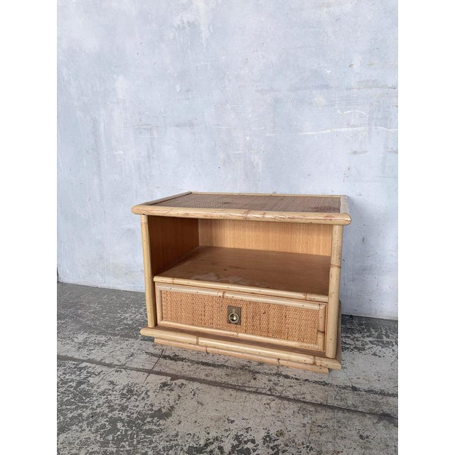 1960s Mid-Century Italian Bamboo and Rattan Bedside Table from Dal Vera, 1960s For Sale - Image 5 of 10