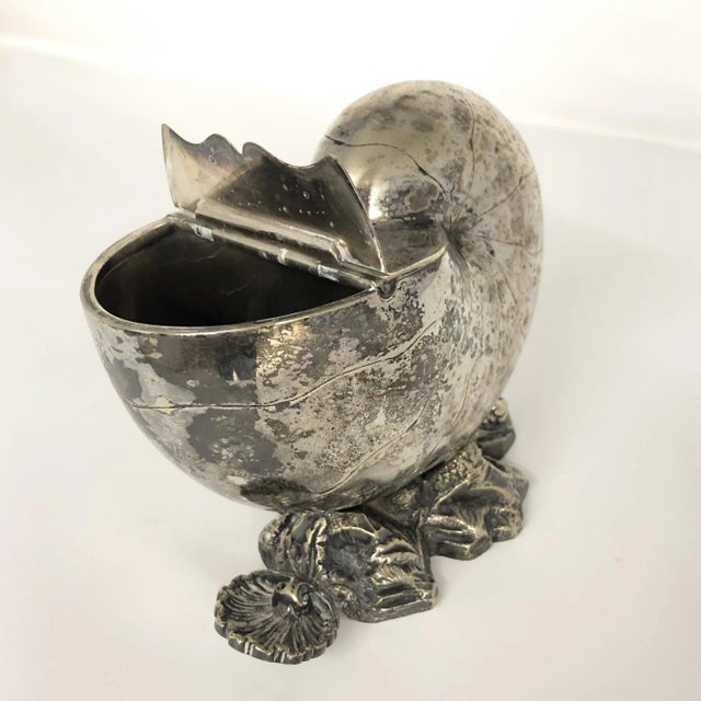 Antique English Silver Plated Nautilus Shell Spoon Warmer For Sale - Image 4 of 8
