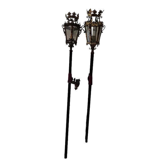 Antique Italian Venetian Pole Wall Lamps - a Pair For Sale