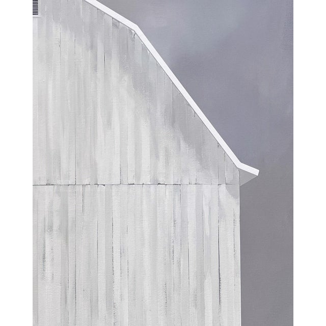 2020s So Many Stories to Tell by Justin Wheatley | Acrylic on Canvas White Barn With Rust Field For Sale - Image 5 of 10