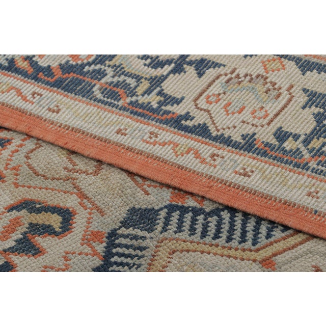 Textile Antique Persian Heriz Medallion Rug in Orange and Blue Tones - Rug & Kilim For Sale - Image 7 of 7