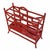 Hollywood Regency Vintage Red Faux Bamboo Magazine Rack Holder Painted Metal Two Compartment Hollywood Regency Palm Beach Style Gilt Accents For Sale - Image 3 of 4